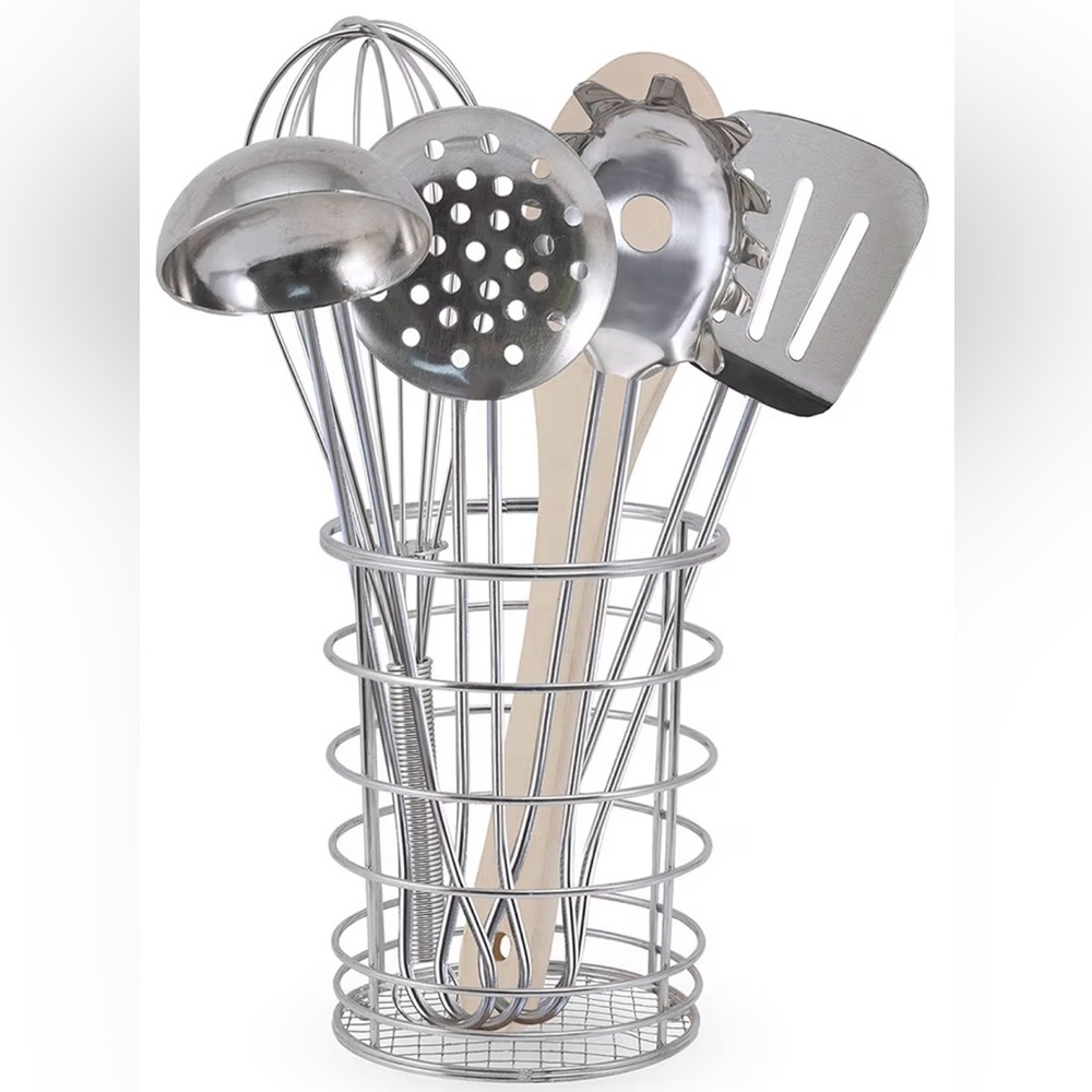 Melissa & Doug Silver Stainless Steel Kitchen Utensil Set with Holder